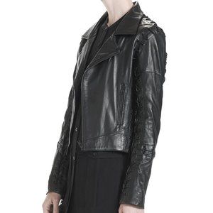 Skingraft Laced Leather Motorcycle Jacket - Medium